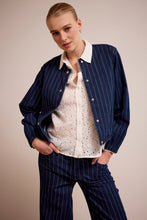 Afbeelding in Gallery-weergave laden, Pinstriped Denim Bomber C08-17-802 Dark blue Denim