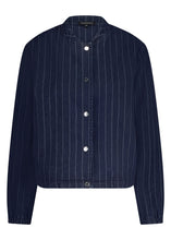 Afbeelding in Gallery-weergave laden, Pinstriped Denim Bomber C08-17-802 Dark blue Denim