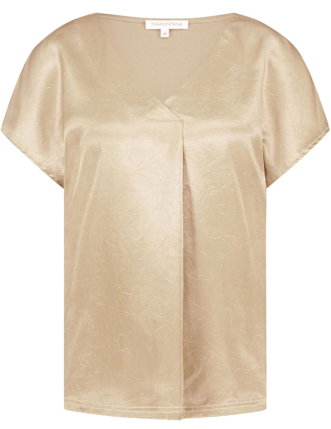 Crinkled Satin Top C40-15-401 002000 Sand