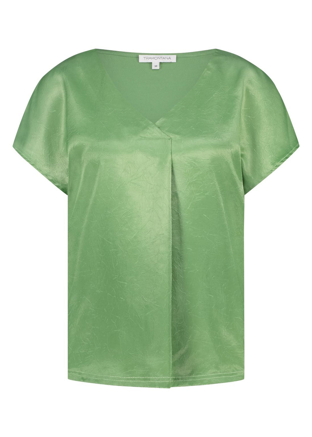 Crinkled Satin Top C40-15-401 006195 Jungle Green