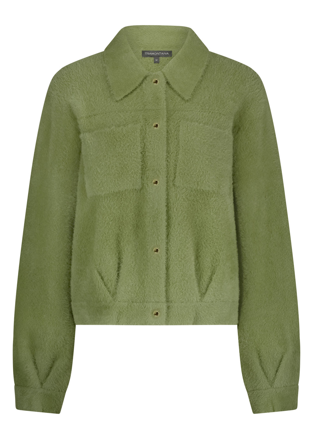 Faux Fur Knitted Jacket Q14-17-801 6501 Moss
