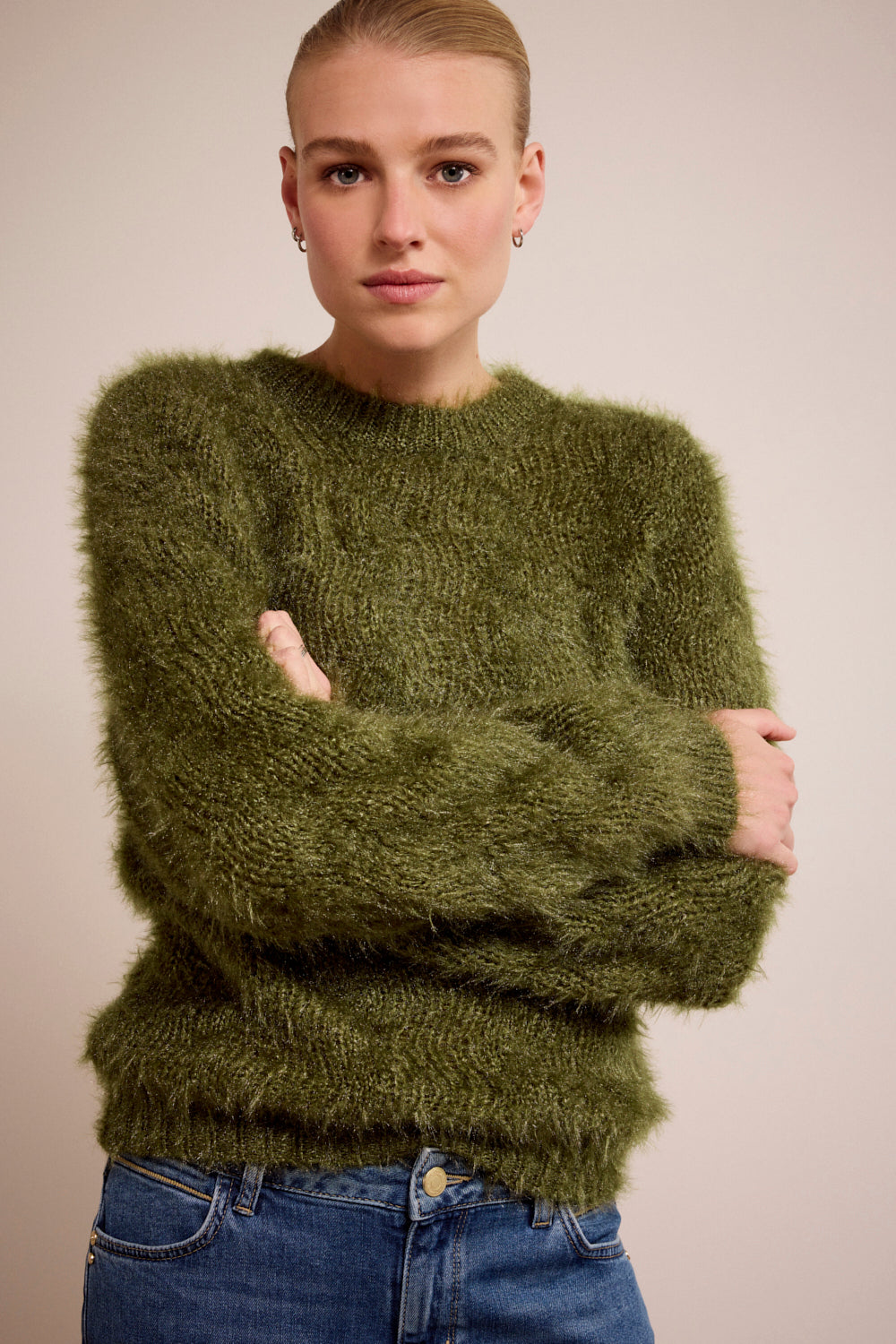 Hairy Yarn Jumper Y08-17-601 006501 Moss