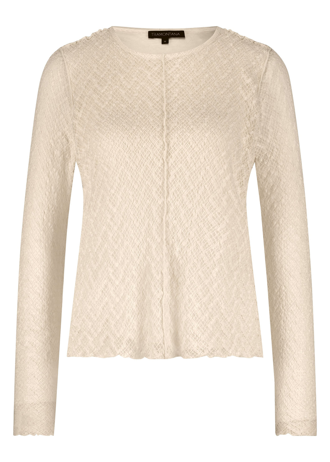 Long-Sleeve Stretch Lace Top O01-17-401 6800 Stone