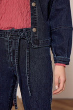 Afbeelding in Gallery-weergave laden, Lurex Wide-Leg Denim Trousers  B01-18-101 005033 Dark Bleu Denim
