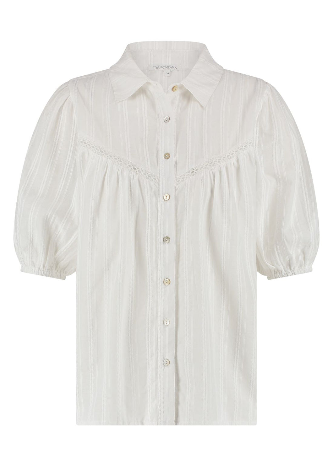 Short-Sleeved Fancy Blouse A05-15-301 001100 Off white