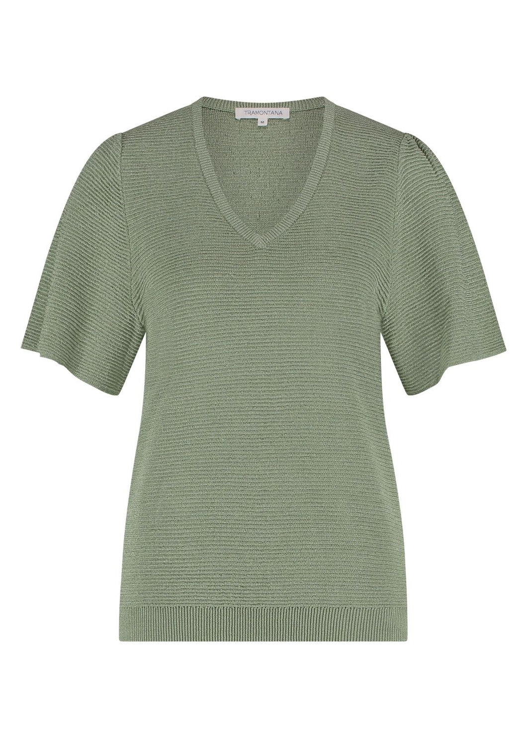 V-Neck Lurex Jumper Y07-15-601 005725  Pistacchio